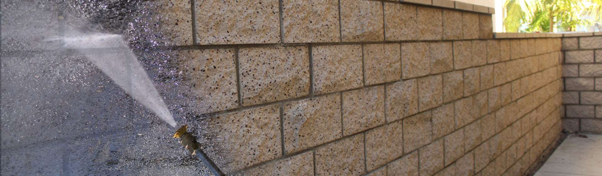 Block Wall Pressure Wash | Whitewash